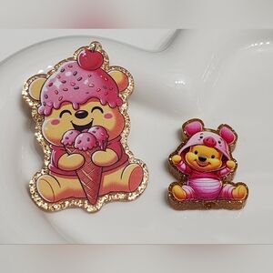 Flatback Beads Acrylic‎ Bear Icecream Crafts Pen Badge Magnet Keychain Bag Clip